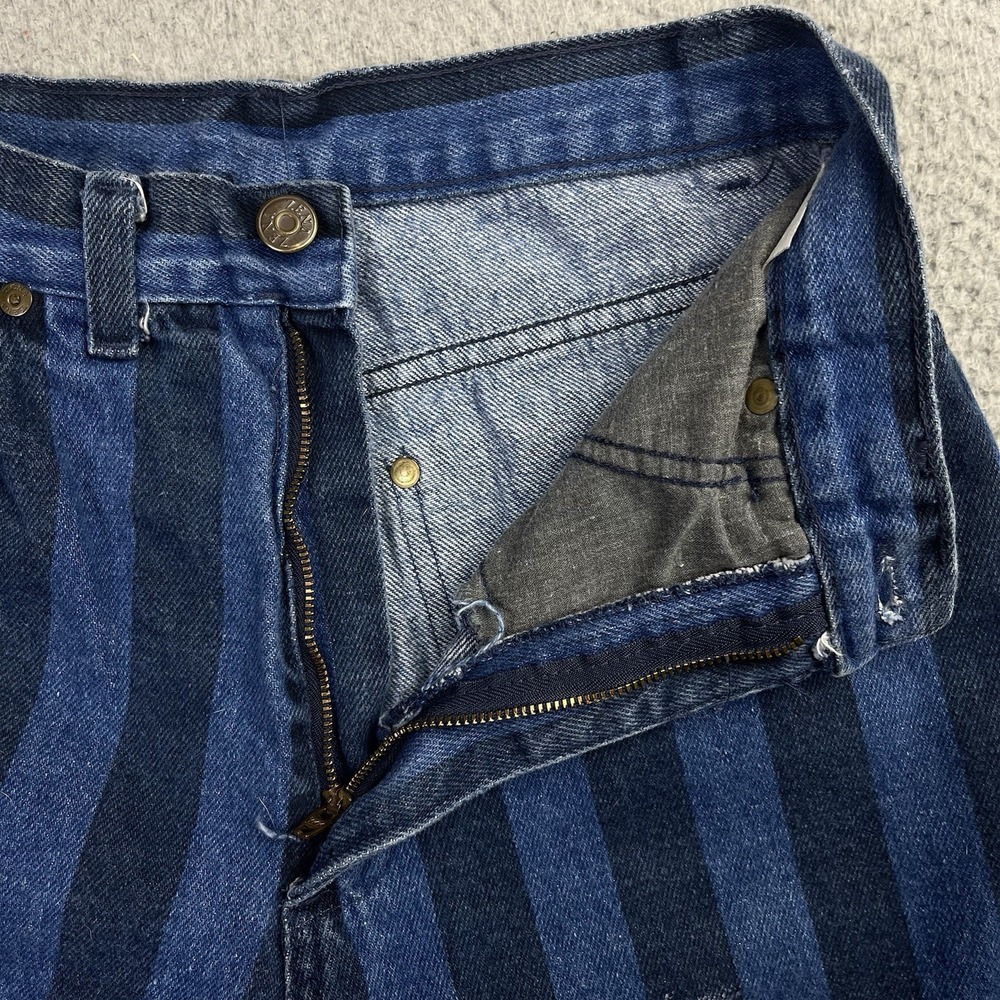 VTG Zena Jeans Women Sz 8 Blue Striped HighRise Taper Grunge 90s Bareback - Picture 10 of 14